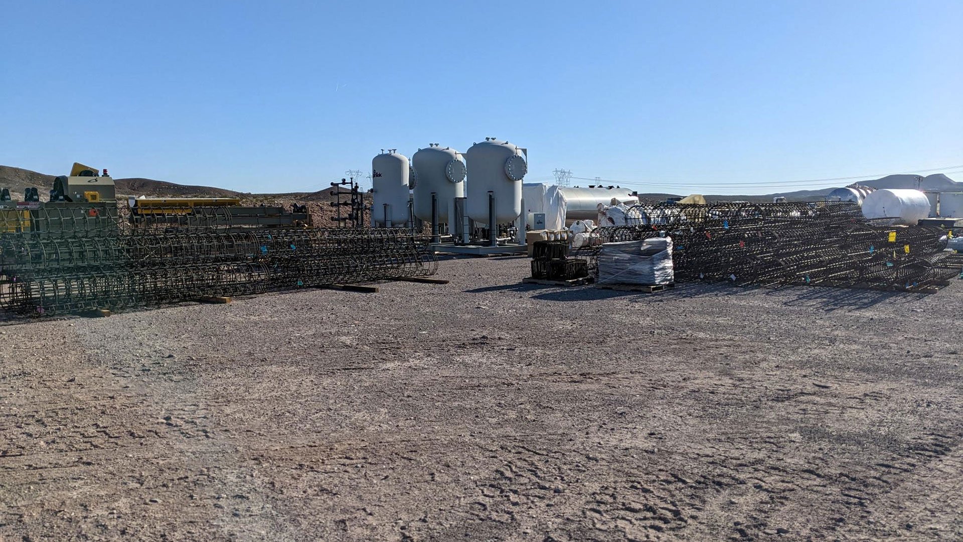 Rebar cages ready for installation once support piers are drilled out